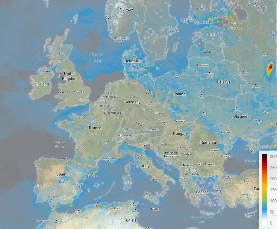 Thumbnail - Sentinel-5P Level-3 NO2 European with CAMS Daily Product - V2