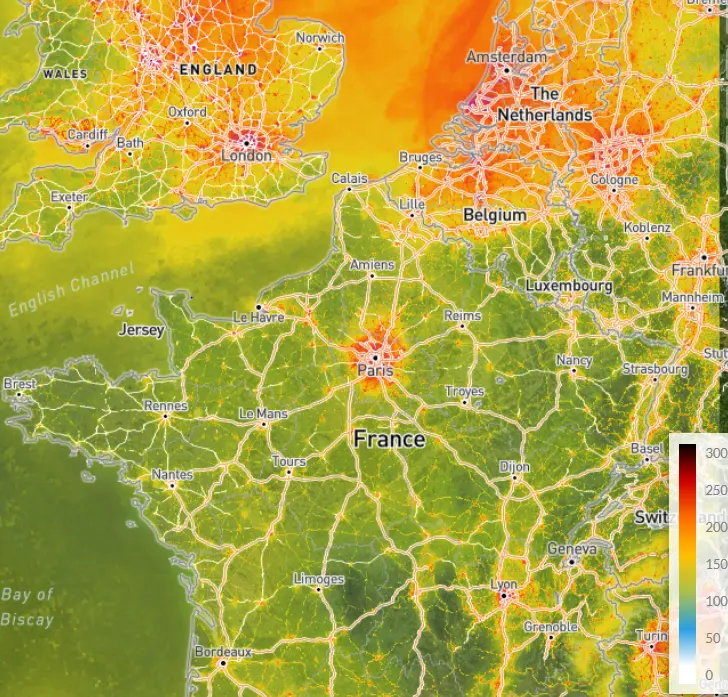 Thumbnail - Sentinel-5P Level-3 NO2 Surface Daily Product - V2