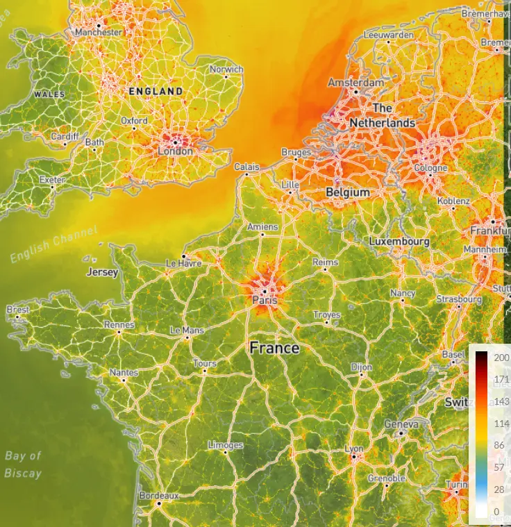 Thumbnail - Sentinel-5P Level-3 NO2 Surface Yearly Product - V2