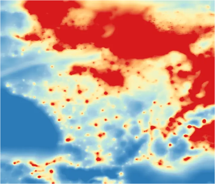 Thumbnail - High-resolution 3D NO2 (DACNO2) over Western Europe, Daily - V1